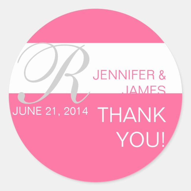 Stickers Mariage Monogramme Merci moderne (Devant)