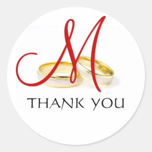 Stickers mariage Monogramme Merci Rouge
