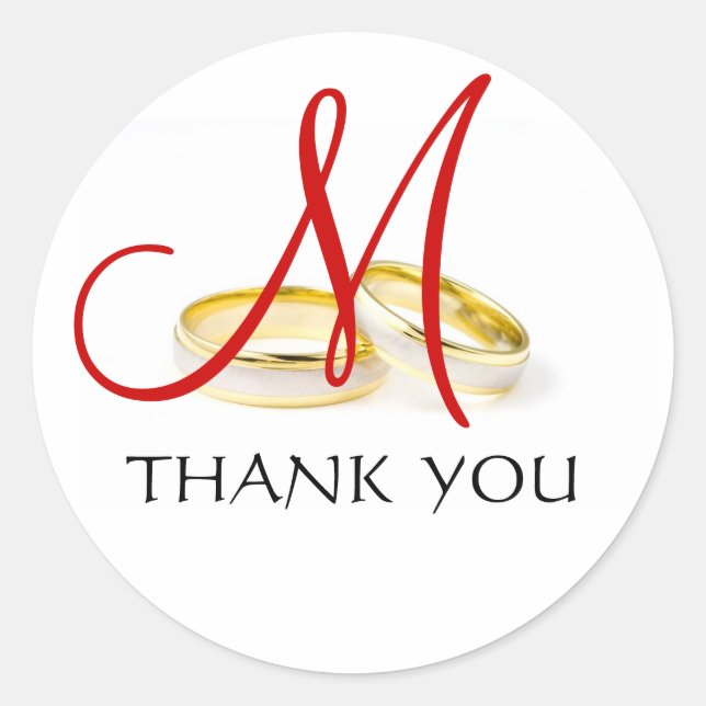 Stickers mariage Monogramme Merci Rouge (Devant)