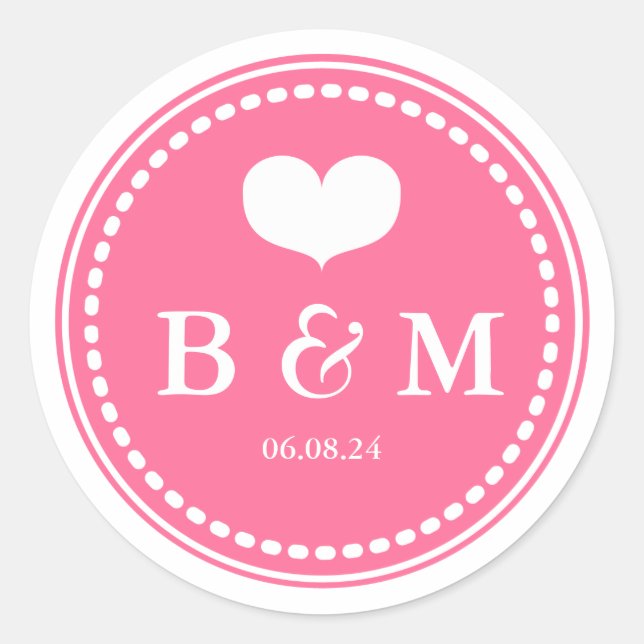 Stickers Mariage Monogramme rose (Devant)