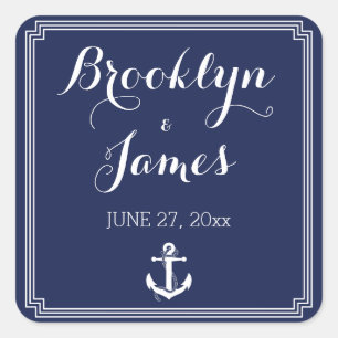 Stickers Mariage Nautique Avec Cadre Blanc