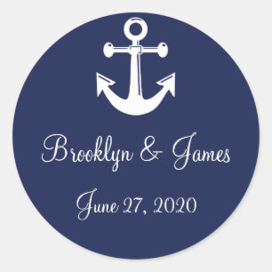 Stickers Mariage Nautique Bleu Marine Avec Ancre