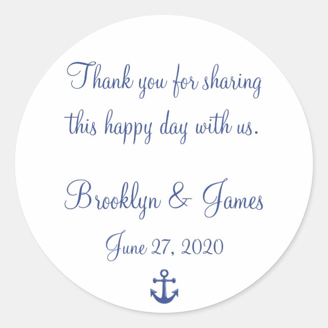 Stickers Mariage Nautique Merci (Devant)