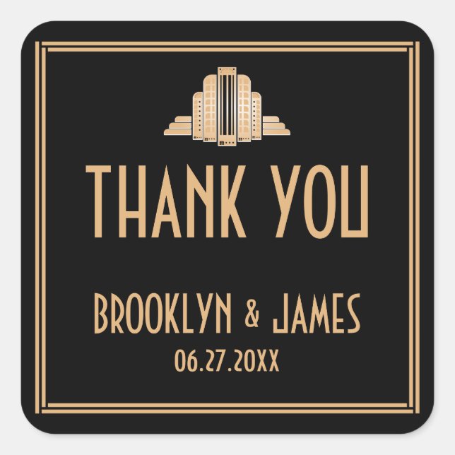 Stickers Mariage Noir Art Déco Great Gatsby (Devant)