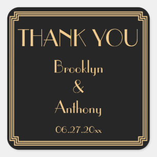 Stickers Mariage Noir Art Déco Merci Gatsby