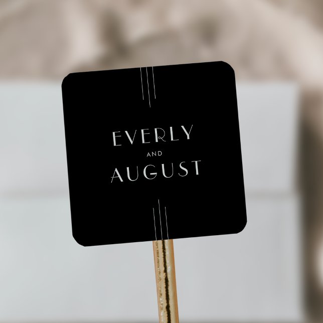 Stickers Mariage Noir Art Déco TOUS modernes (EVERLY Modern Art Deco Black Wedding Stickers)