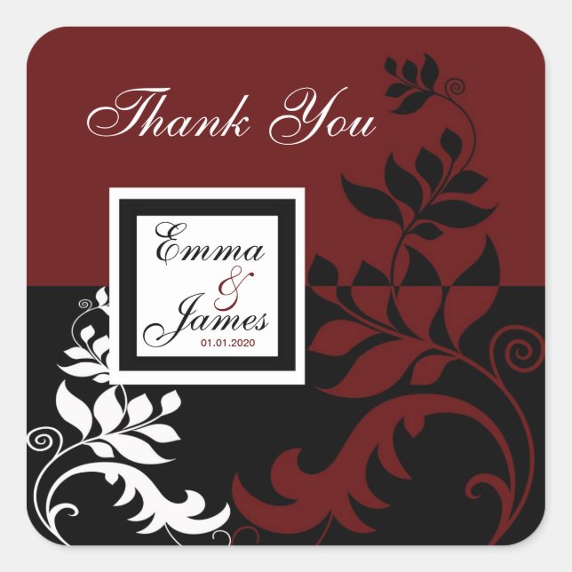 Stickers Mariage Noir Rouge Bourgogne (Devant)