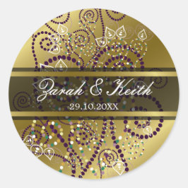 Stickers Mariage Or Purple Spirales Boho Elégant