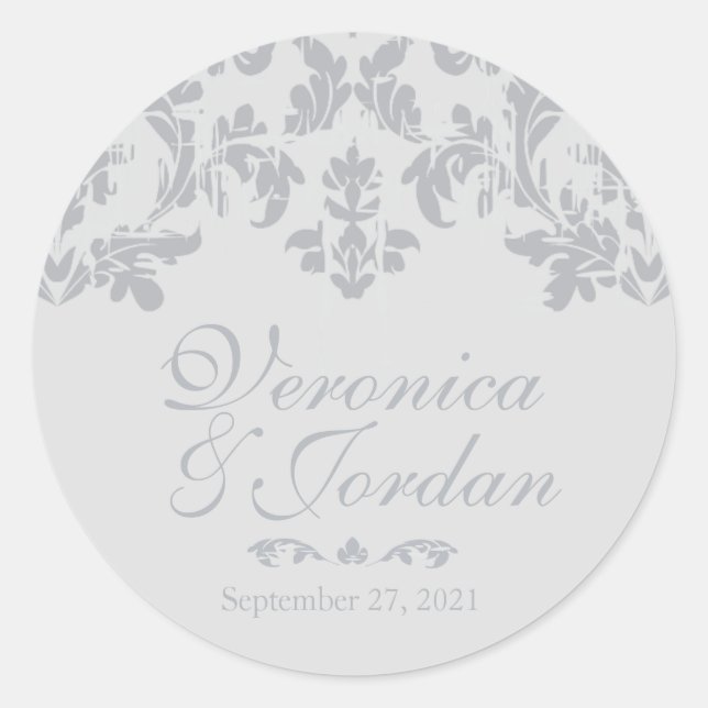Stickers Mariage Personnalisé Argent Antique (Devant)