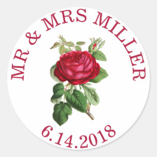 Stickers mariage personnalisé Rose rouge