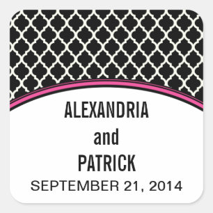 Stickers Mariage Quatrefoil Rose Élégant