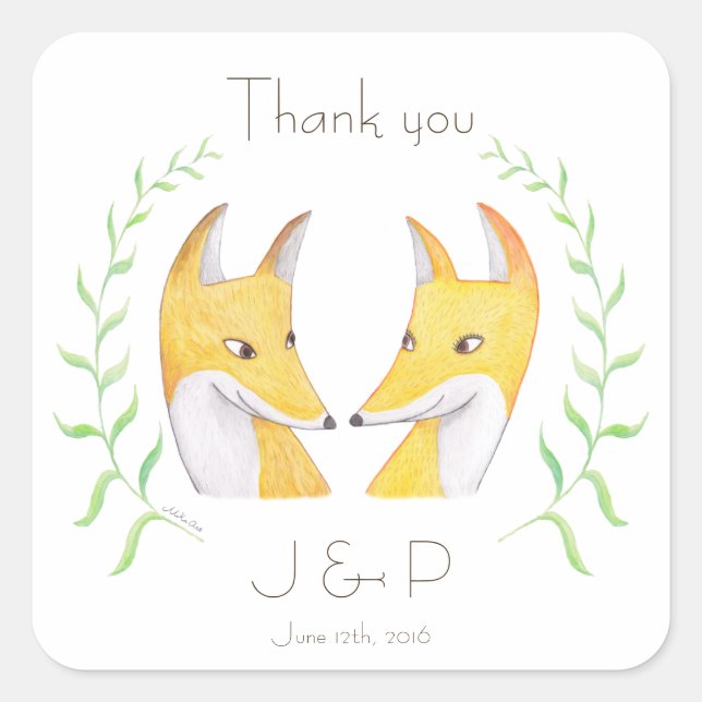 Stickers Mariage Renard Mariage Faveur Stickers Re (Devant)