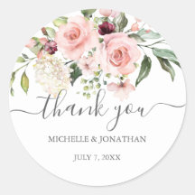 Stickers Mariage romantique Rose Merci Favoriser