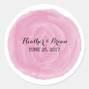 Stickers Mariage Rose-Rond Aquarelle