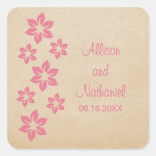 Stickers Mariage rose Tropical Floral