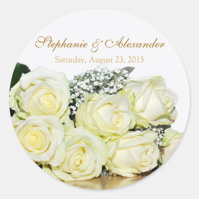 Stickers Mariage Roses Blanches Élégantes (Devant)