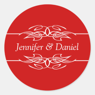 Stickers Mariage Rouge Enveloppe Sceau Mariée Et S