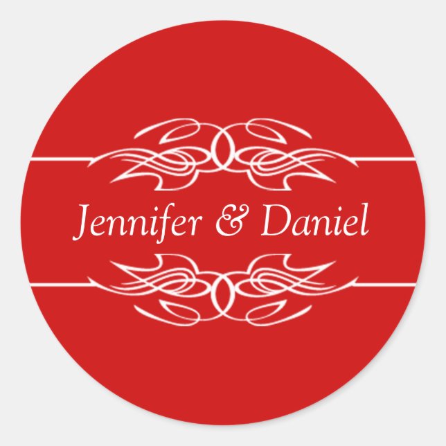 Stickers Mariage Rouge Enveloppe Sceau Mariée Et S (Devant)