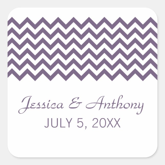 Stickers Mariage Simple Purple Chevron (Devant)
