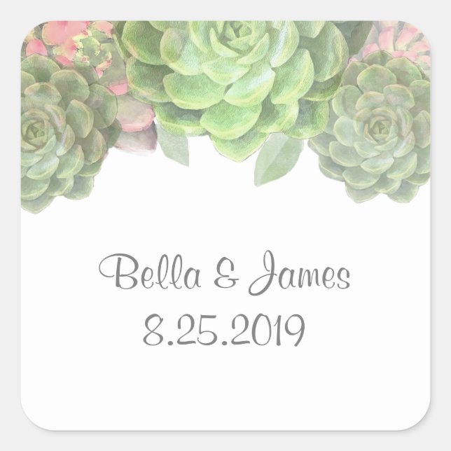 Stickers Mariage Succulents Vert (Devant)