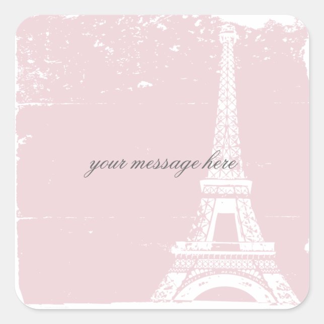Stickers Mariage Tour Eiffel Rose (Devant)
