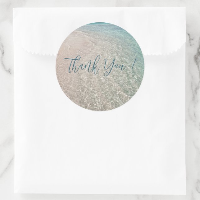 Stickers Mariage Tropical Beach Round Merci (Sac)