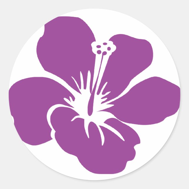 Stickers Mariage Tropical Hibiscus Violet Faveur M (Devant)
