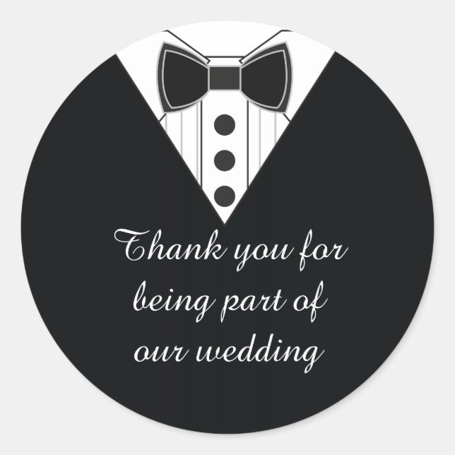 Stickers mariage Tuxedo Merci Favoriser (Devant)