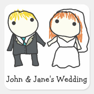 Stickers Mariée et Groom Cartoon Mariage