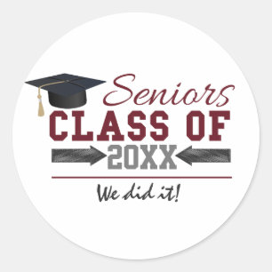 Stickers Maroon and Grey Typography Graduation