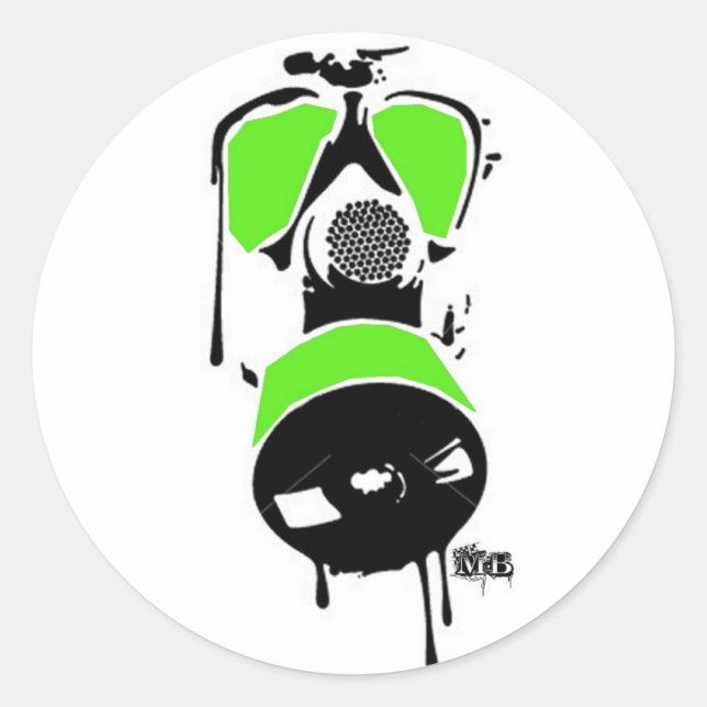 Stickers Masque à gaz vert et noir MB (Devant)