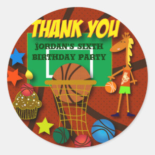 Stickers Merci Anniversaire de enfant : Basketball