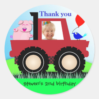 Stickers Merci Anniversaire de enfant : Camion agr