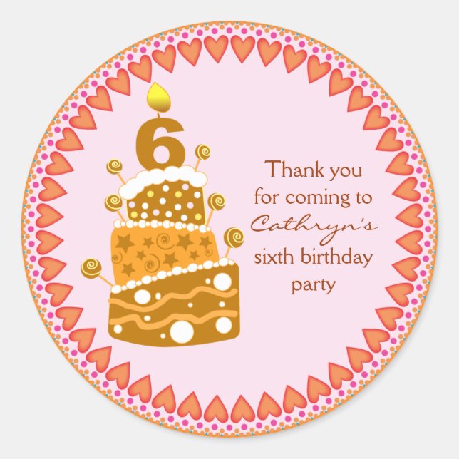 Stickers Merci anniversaire de enfant : Gâteau d'a (Devant)