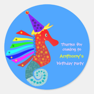 Stickers Merci Anniversaire de enfant : Seahorse