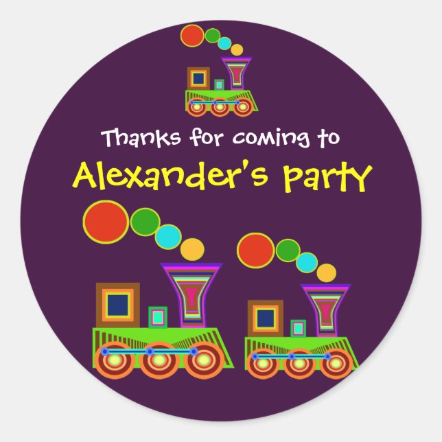 Stickers Merci Anniversaire de enfant : Train (Devant)