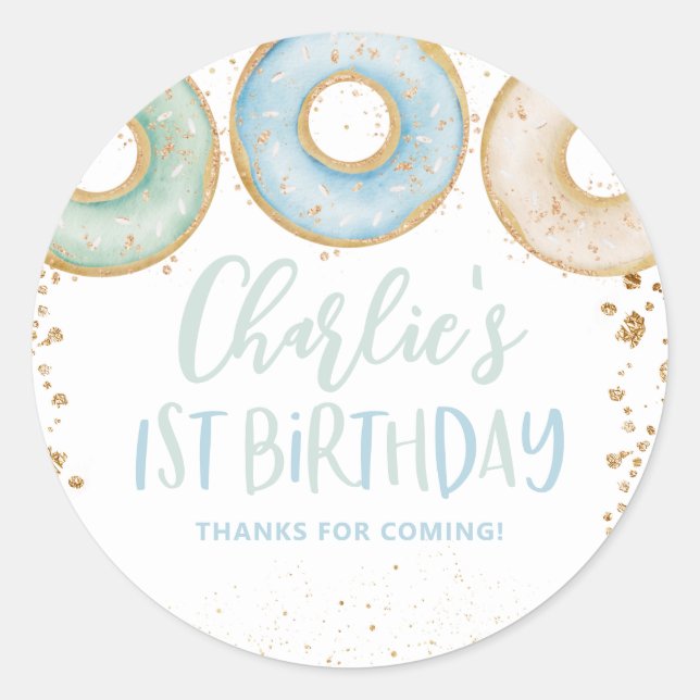 Stickers Merci anniversaire Donut 1er anniversaire (Devant)