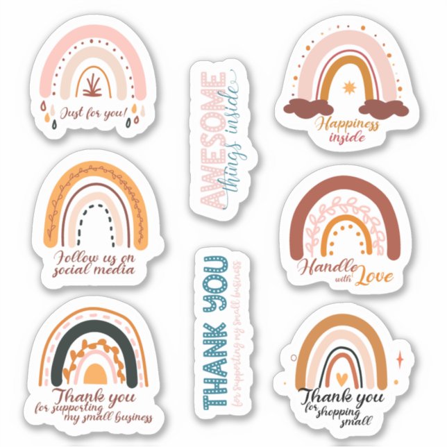 Stickers Merci arc-en-ciel pour petites entreprise (Devant)