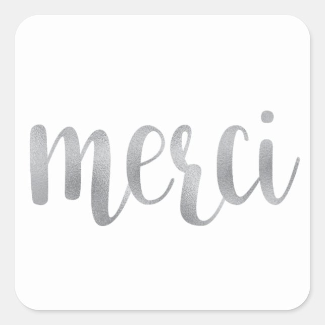 stickers merci argent, merci, police de feuille (Devant)