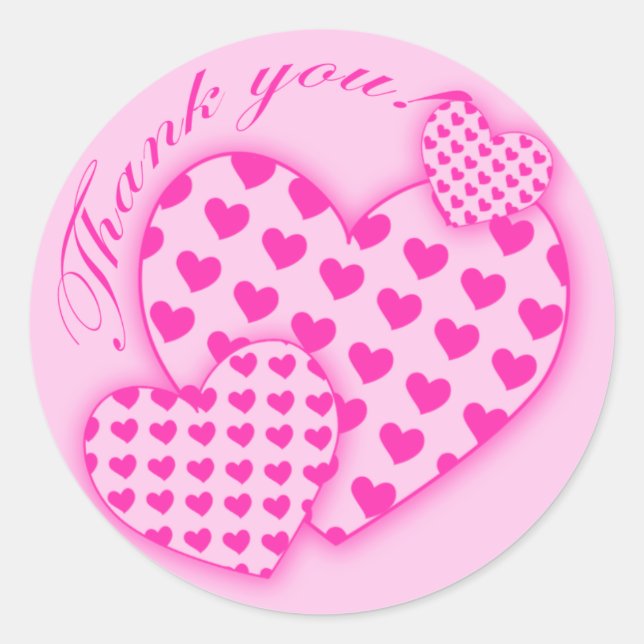 Stickers Merci avec Coeur rose (Devant)