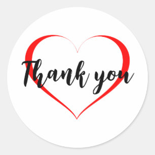stickers Merci avec coeur rouge