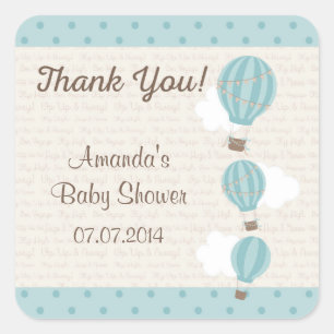 Stickers Merci Baby shower à ballon à air chaud