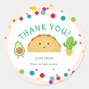Stickers Merci Baby shower du Parti Taco