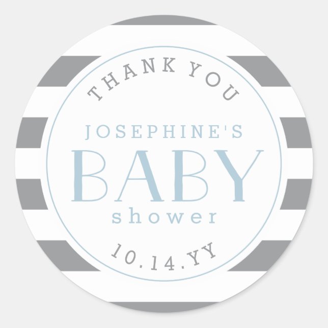 Stickers Merci Baby shower Gris (Devant)
