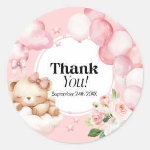 Stickers Merci Baby shower rose