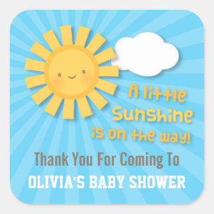Stickers Merci Baby shower soleil mignon