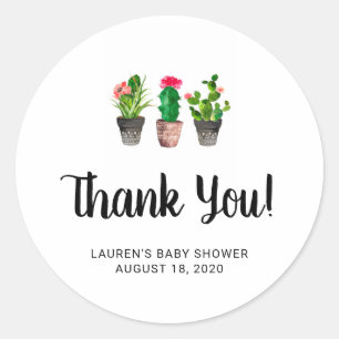 Stickers Merci Baby shower, Succulent, Cactus