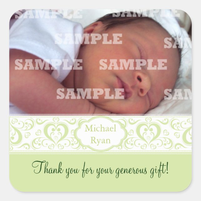 Stickers Merci bébé Sweet Green Band (Devant)