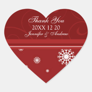 Stickers Merci blanc rouge pour mariage d'hiver