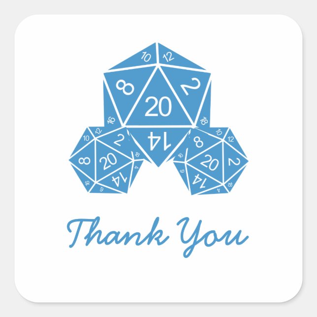 Stickers Merci bleu D20 dés (Devant)